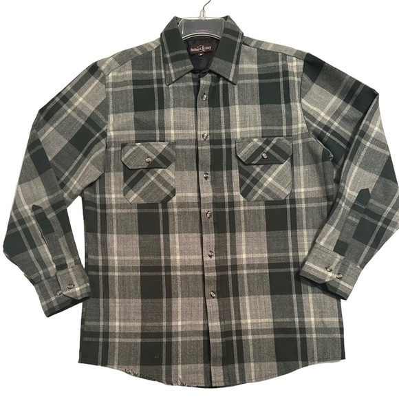 Northwest Territory Shirt Mens Medium Black & Gray Plaid Warm Vintage Work Shirt - Picture 1 of 15